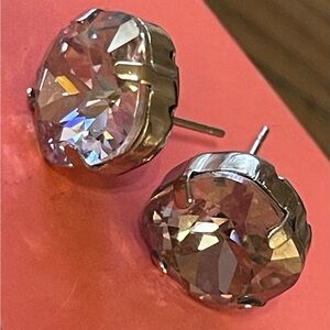 Silver-Tone Pink Crystal Stud Earrings - Elegant Women's Jewelry ETSY
